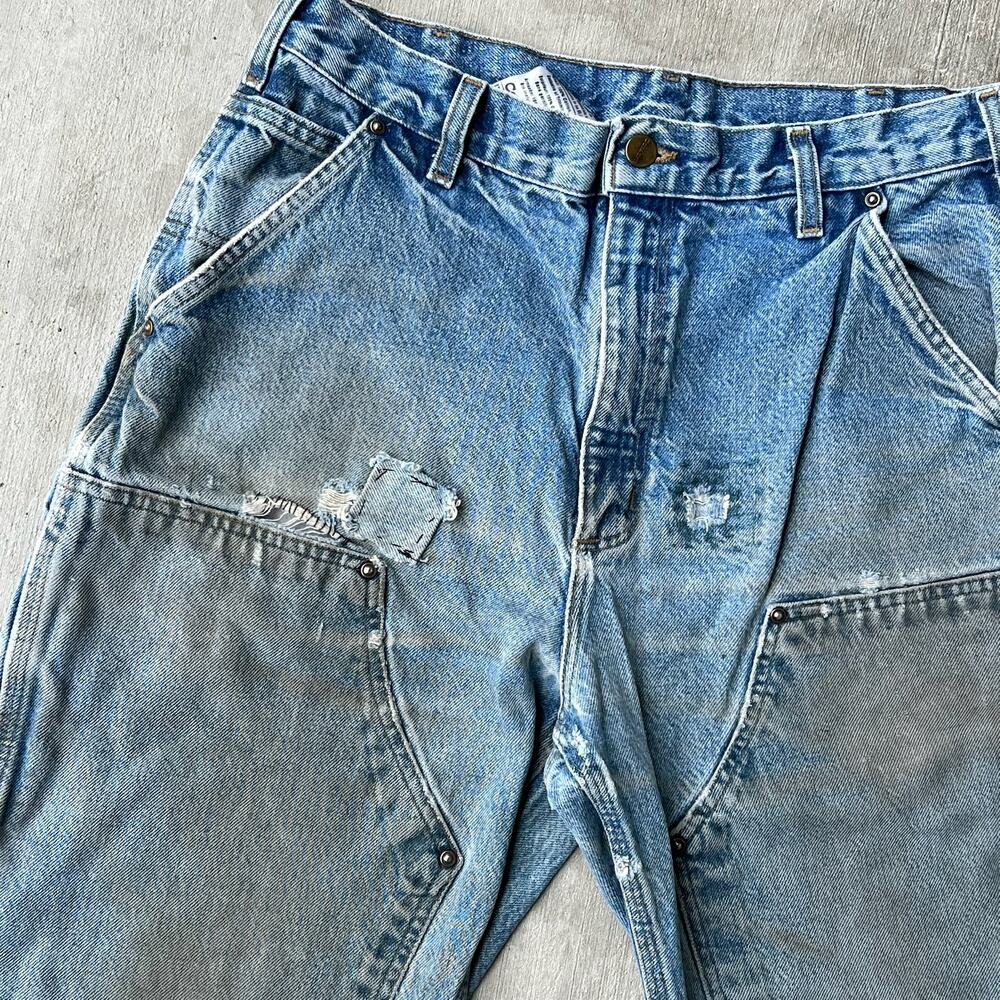 Carhartt denim blue jean double knee work wear carpenter pants - Picture 3 of 13